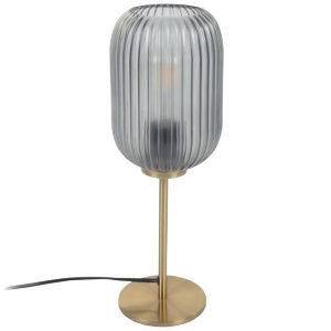 Kouřově šedá skleněná stolní lampa Kave Home Hestia  - Výška40 cm- Šířka 14 cm
