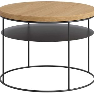Take Me Home Dubový konferenční stolek Amsterdam II. 60 cm s černou podnoží  - Průměr60 cm- Výška 43 cm