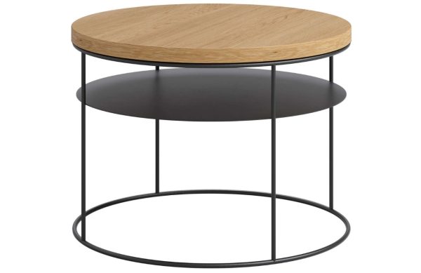 Take Me Home Dubový konferenční stolek Amsterdam II. 60 cm s černou podnoží  - Průměr60 cm- Výška 43 cm