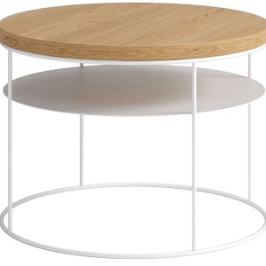 Take Me Home Dubový konferenční stolek Amsterdam II. 60 cm s bílou podnoží  - Průměr60 cm- Výška 43 cm
