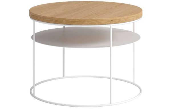 Take Me Home Dubový konferenční stolek Amsterdam II. 80 cm s bílou podnoží  - Průměr80 cm- Výška 43 cm