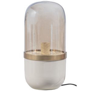 Hoorns Bílá skleněná stolní lampa Loreine  - Výška43 cm- Průměr 20 cm