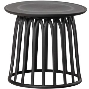 Hoorns Černý plastový zahradní odkládací stolek Brian 50 cm  - Výška45 cm- Průměr 50 cm