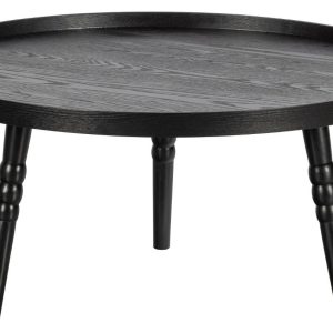 Hoorns Černý borovicový konferenční stolek Pintie 75 cm  - Výška36 cm- Průměr 75 cm