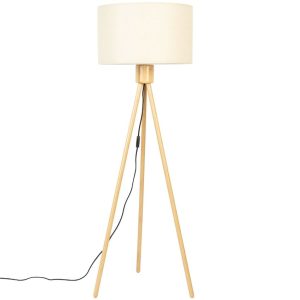 Bílá bambusová stojací lampa ZUIVER FAN 155 cm  - Výška155 cm- Průměr 50 cm