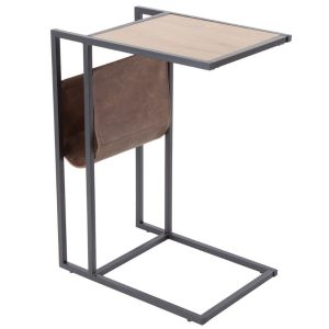 Moebel Living Dubový odkládací stolek Olim 48 x 33 cm s kovovou podnoží  - Výška65 cm- Šířka 48 cm
