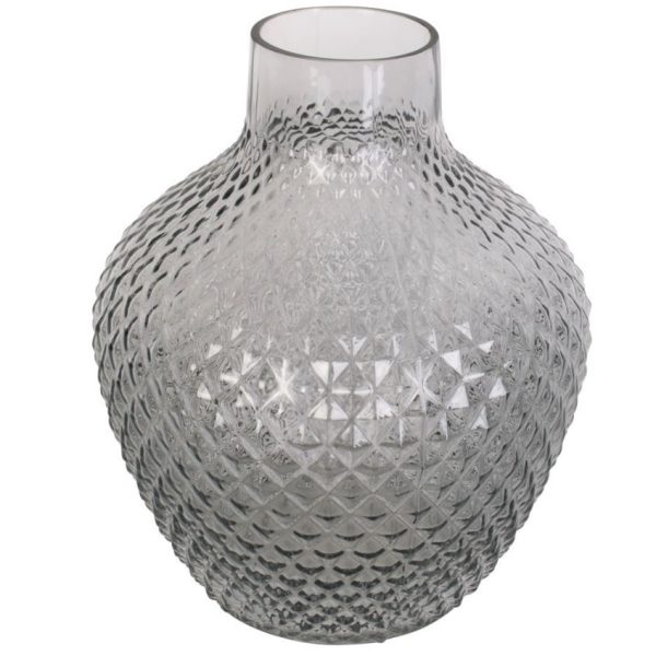 Time for home Šedá skleněná váza Bellona 25 cm L  - Výška25 cm- Šířka 18 cm