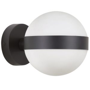 Bílo černá skleněná nástěnná lampa Kave Home Anasol 15 cm  - Výška15