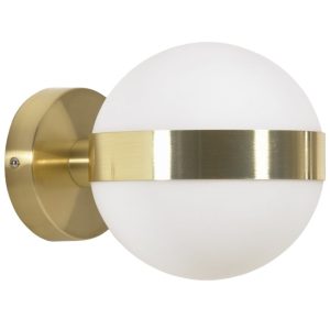 Bílo zlatá skleněná nástěnná lampa Kave Home Anasol 15 cm  - Výška15