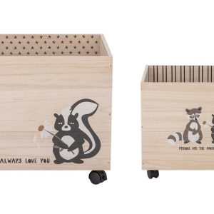 Set dvou dřevěných úložných boxů na hračky Bloomingville Nonni 40/50 x 30/35 cm  - Výška30/35 cm- Šířka 40/50 cm