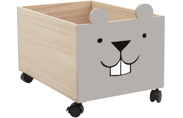 Šedý dřevěný úložný box na hračky Bloomingville Elene  - Výška31 cm- Šířka 35 cm