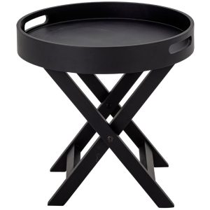 Černý dřevěný odkládací stolek Bloomingville Freya 40 cm  - Výška39 cm- Průměr 40 cm