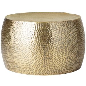 Zlatý kovový konferenční stolek Bloomingville Hella 50 cm  - Výška34 cm- Průměr 50 cm