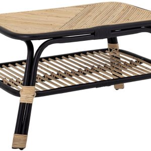 Ratanový konferenční stolek Bloomingville Loue s černou podnoží 79 x 54 cm  - Výška42 cm- Šířka 79 cm