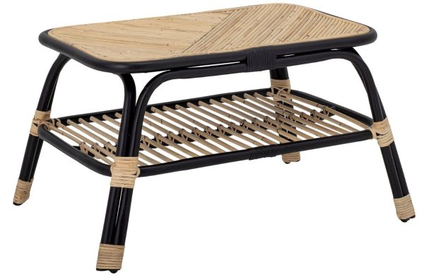 Ratanový konferenční stolek Bloomingville Loue s černou podnoží 79 x 54 cm  - Výška42 cm- Šířka 79 cm