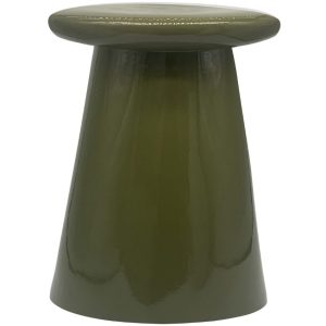 Hoorns Zelený keramický odkládací stolek Baileen 35 cm  - Výška45 cm- Průměr 35 cm