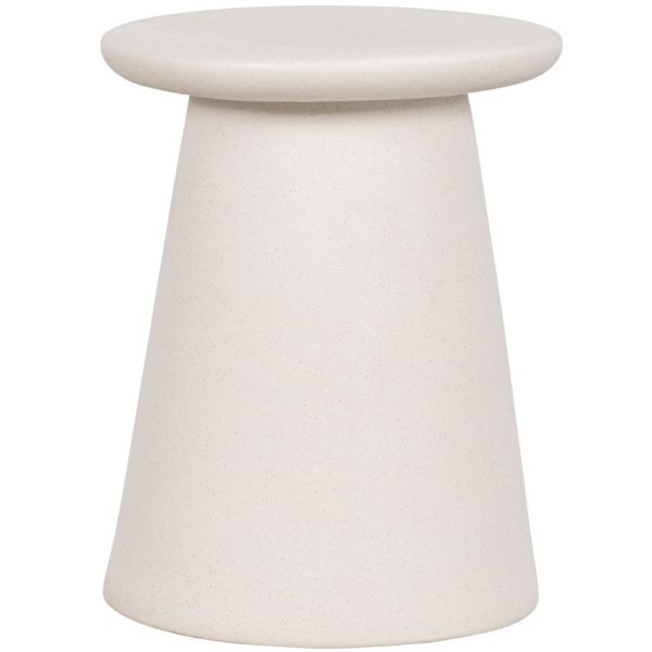 Hoorns Bílý keramický odkládací stolek Baileen 35 cm  - Výška45 cm- Průměr 35 cm