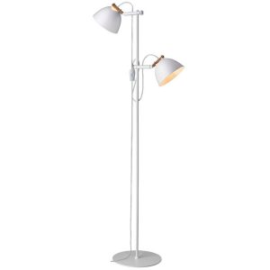 Bílá kovová stojací lampa se dvěma stínidly Halo Design Arhus 150 cm  - Výška150 cm- Délka napájecího kabelu 150 cm