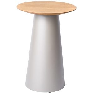 Dubový odkládací stolek Marco Barotti 45 cm s matnou stříbrnou podnoží  - Výška61 cm- Průměr 45 cm