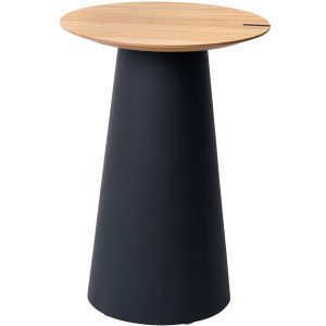 Dubový odkládací stolek Marco Barotti 45 cm s matnou černou podnoží  - Výška61 cm- Průměr 45 cm