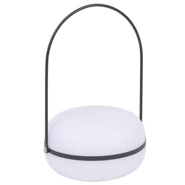Bílo černá plastová přenosná venkovní lampa Kave Home Tea  - Výška28 cm- Průměr 18 cm