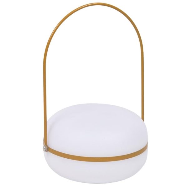 Bílo žlutá plastová přenosná venkovní lampa Kave Home Tea  - Výška28 cm- Průměr 18 cm