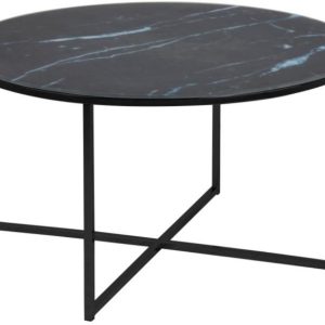 Scandi Černý skleněný konferenční stolek Venice 80 cm  - Průměr desky80 cm - Výška 45 cm