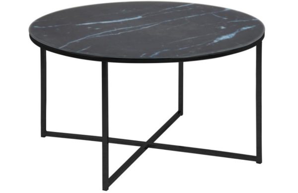 Scandi Černý skleněný konferenční stolek Venice 80 cm  - Průměr desky80 cm - Výška 45 cm