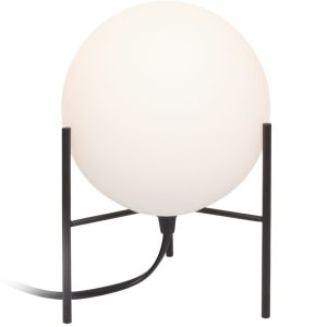 Bílo černá skleněná stolní lampa Kave Home Seina  - Výška22 cm- Šířka 15 cm