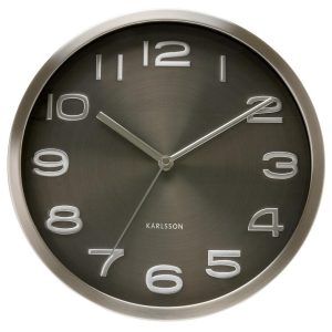Time for home Černostříbrné nástěnné hodiny Rena 29 cm  - Průměr29 cm- Hloubka 4 cm