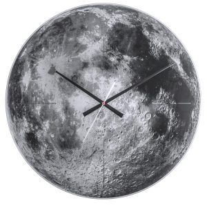 Time for home Skleněné nástěnné hodiny Luna s motivem Měsíce  - Průměr60 cm- Hodiny Sklo