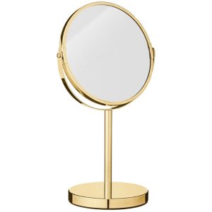 Zlaté kovové kosmetické zrcadlo Bloomingville Milde  - Výška35 cm- Průměr 20 cm