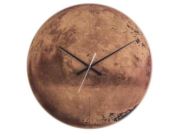 Time for home Skleněné nástěnné hodiny Mars s motivem Marsu  - Průměr60 cm- Materiál Sklo