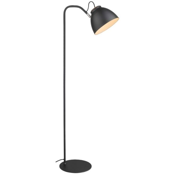 Černá kovová stojací lampa Halo Design Niva 146 cm  - Výška146 cm- Průměr stínidla 24 cm