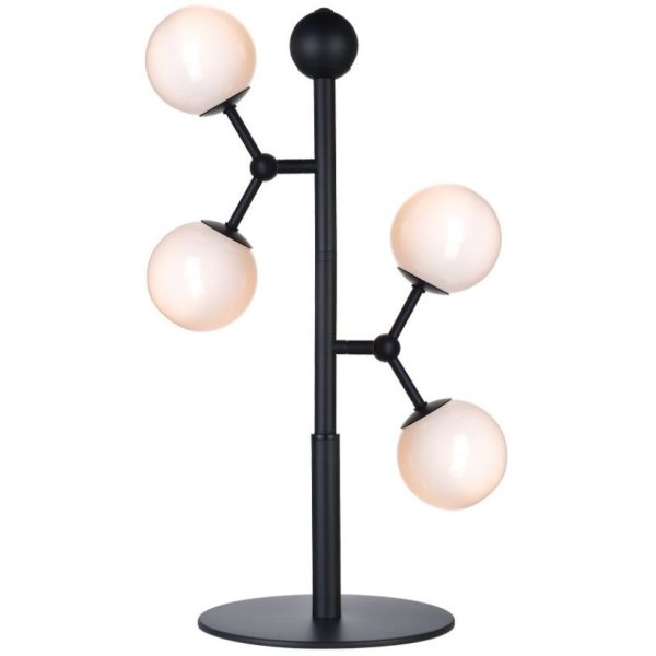 Opálově bílá skleněná stolní lampa Halo Design Atom  - Výška52 cm- Průměr 22 cm