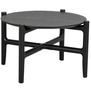 Černý dubový konferenční stolek ROWICO HOLTON 55 cm  - Výška36 cm- Průměr 62 cm
