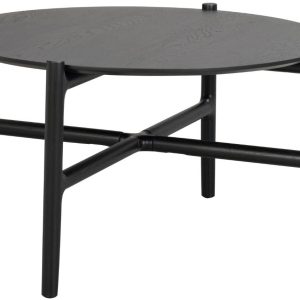 Černý dubový konferenční stolek ROWICO HOLTON 80 cm  - Výška46 cm- Průměr 87 cm