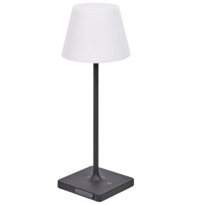 Černobílá plastová zahradní stolní LED lampa Kave Home Aluney  - Výška38 cm- Průměr 15 cm