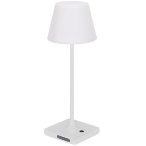 Bílá plastová zahradní stolní LED lampa Kave Home Aluney  - Výška38 cm- Průměr 15 cm