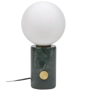 Matně bílá skleněná stolní lampa Kave Home Lonela s mramorovou podstavou  - Výška29 cm- Průměr stínidla 15 cm
