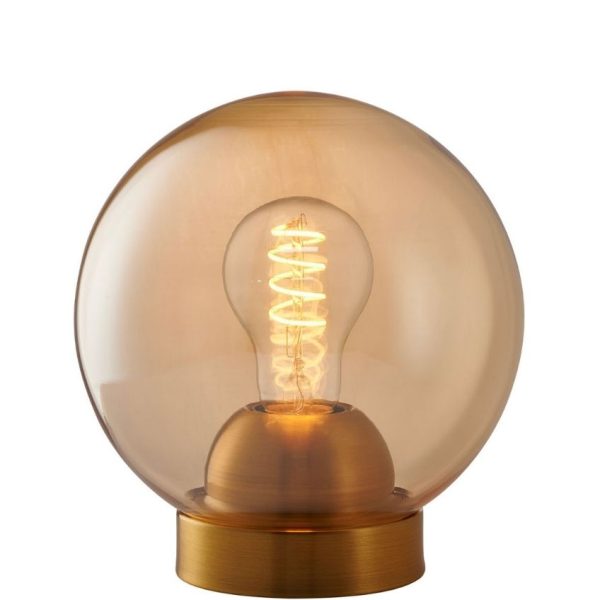 Jantarově hnědá skleněná stolní lampa Halo Design Bubbles  - Výška20 cm- Průměr 18 cm