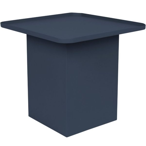 White Label Tmavě modrý matný kovový odkládací stolek WLL SVERRE 44 x 44 cm  - Výška40 cm- Šířka 44 cm