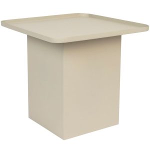 White Label Krémově bílý matný kovový odkládací stolek WLL SVERRE 44 x 44 cm  - Výška40 cm- Šířka 44 cm