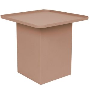 White Label Růžový matný kovový odkládací stolek WLL SVERRE 44 x 44 cm  - Výška40 cm- Šířka 44 cm