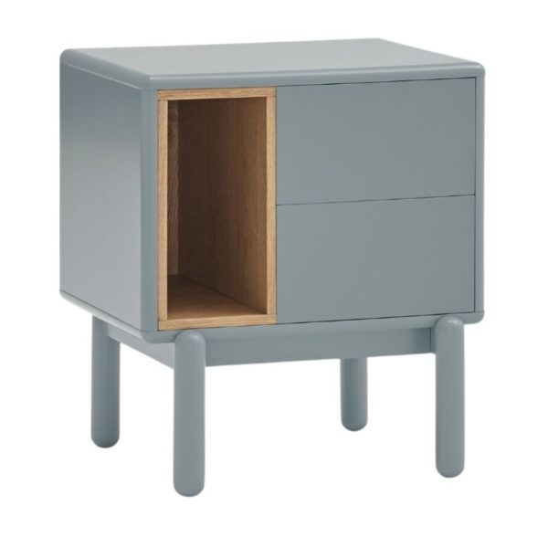 Modrošedý lakovaný noční stolek Teulat Corvo 48 x 35 cm  - Šířka48 cm- Hloubka 35 cm