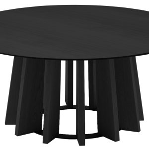 Černý dubový kulatý konferenční stolek Micadoni Mojave 100 cm  - Průměr100 cm- Výška 40 cm