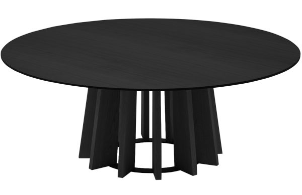 Černý dubový kulatý konferenční stolek Micadoni Mojave 140 cm  - Průměr140 cm- Výška 40 cm