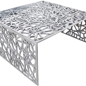 Moebel Living Stříbrný kovový konferenční stolek Corrido 60x60 cm  - Výška32 cm- Šířka 60 cm