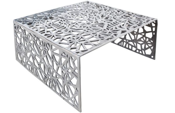 Moebel Living Stříbrný kovový konferenční stolek Corrido 60x60 cm  - Výška32 cm- Šířka 60 cm