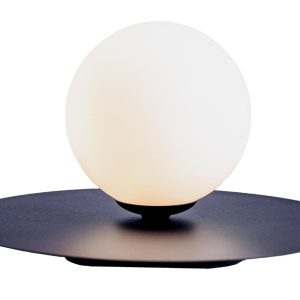 Nordic Design Černobílá skleněná stolní lampa Lyon S  - Výška17 cm- Průměr stínidla 14 cm
